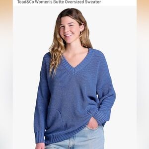 Toad&Co Women's Butte oversized V-Neck Blue Sweater XS